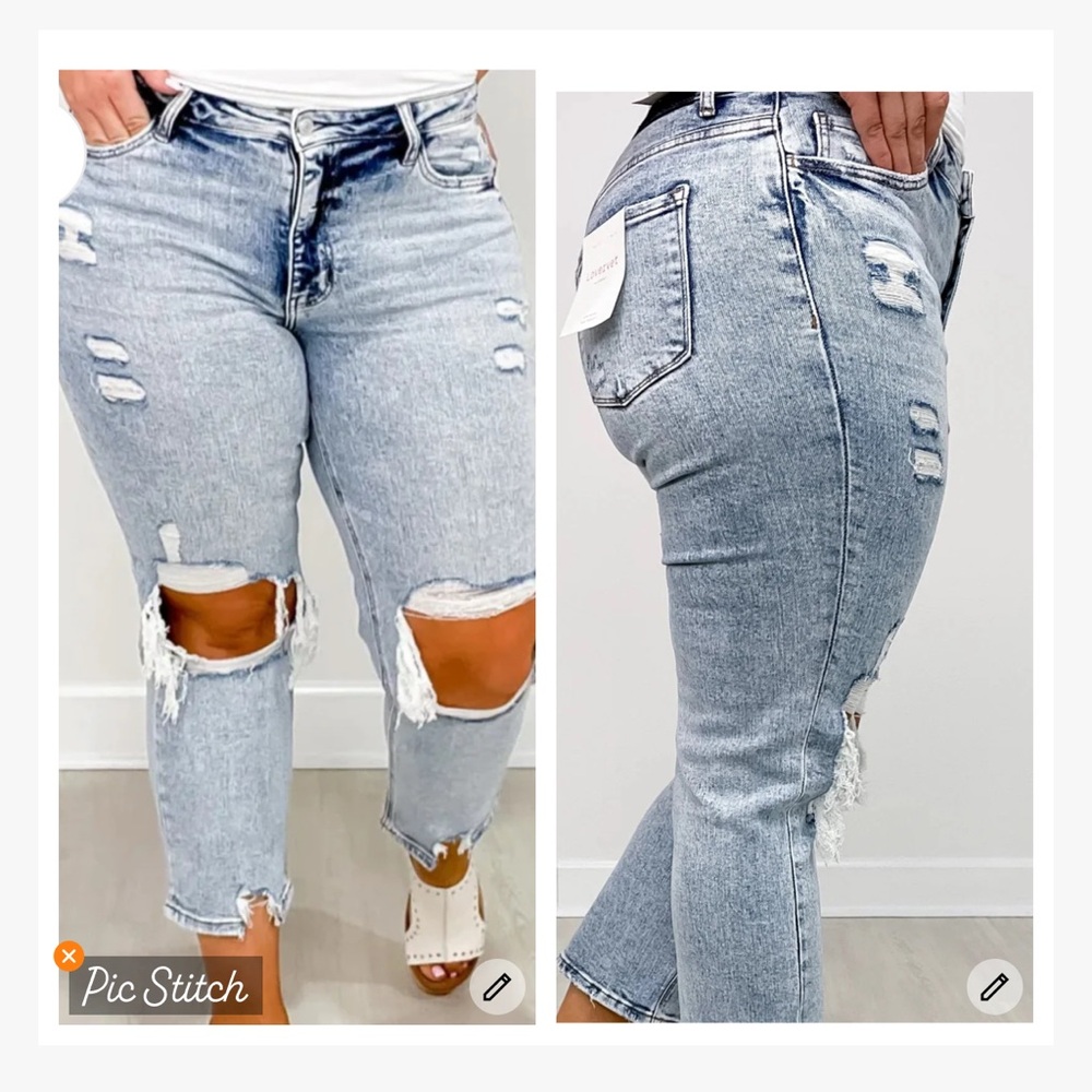 Lovervet Hi-Rise Crop Straight Fit Distressed Jeans